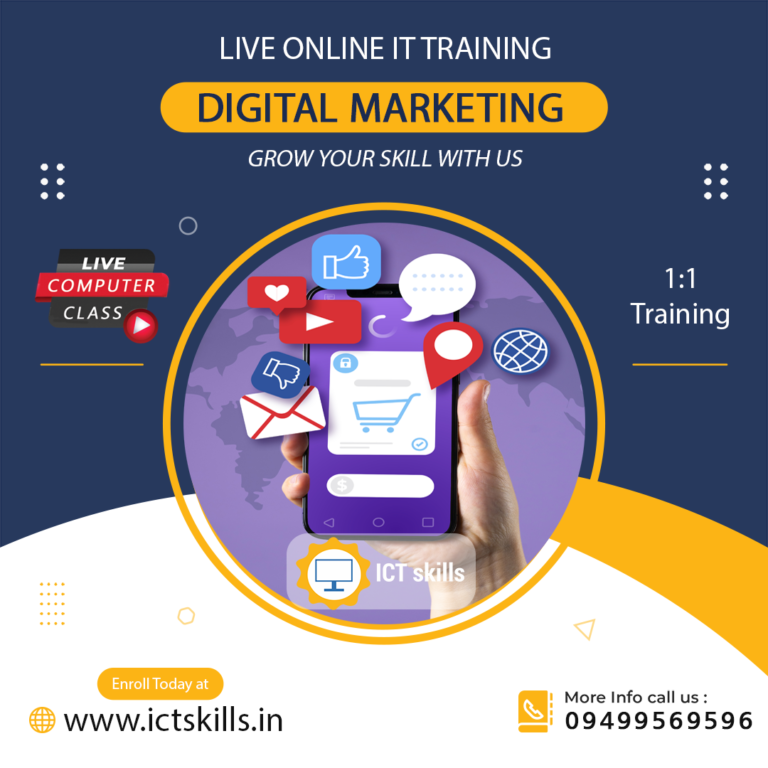 the digital marketing online live course training with certificate by ictskills.in at india
